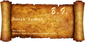 Benik Izabel névjegykártya